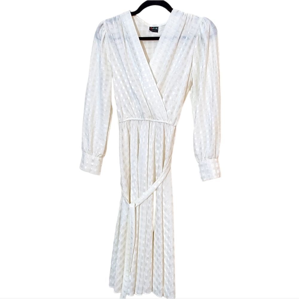 Ajax Vintage White Belted Waist Dress Size 10